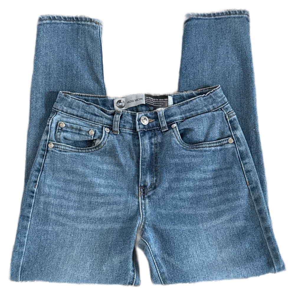 Levi’s Silver Tab Mini Mom Jeans Girls Distressed Blue Denim 90s Size 12 Regular